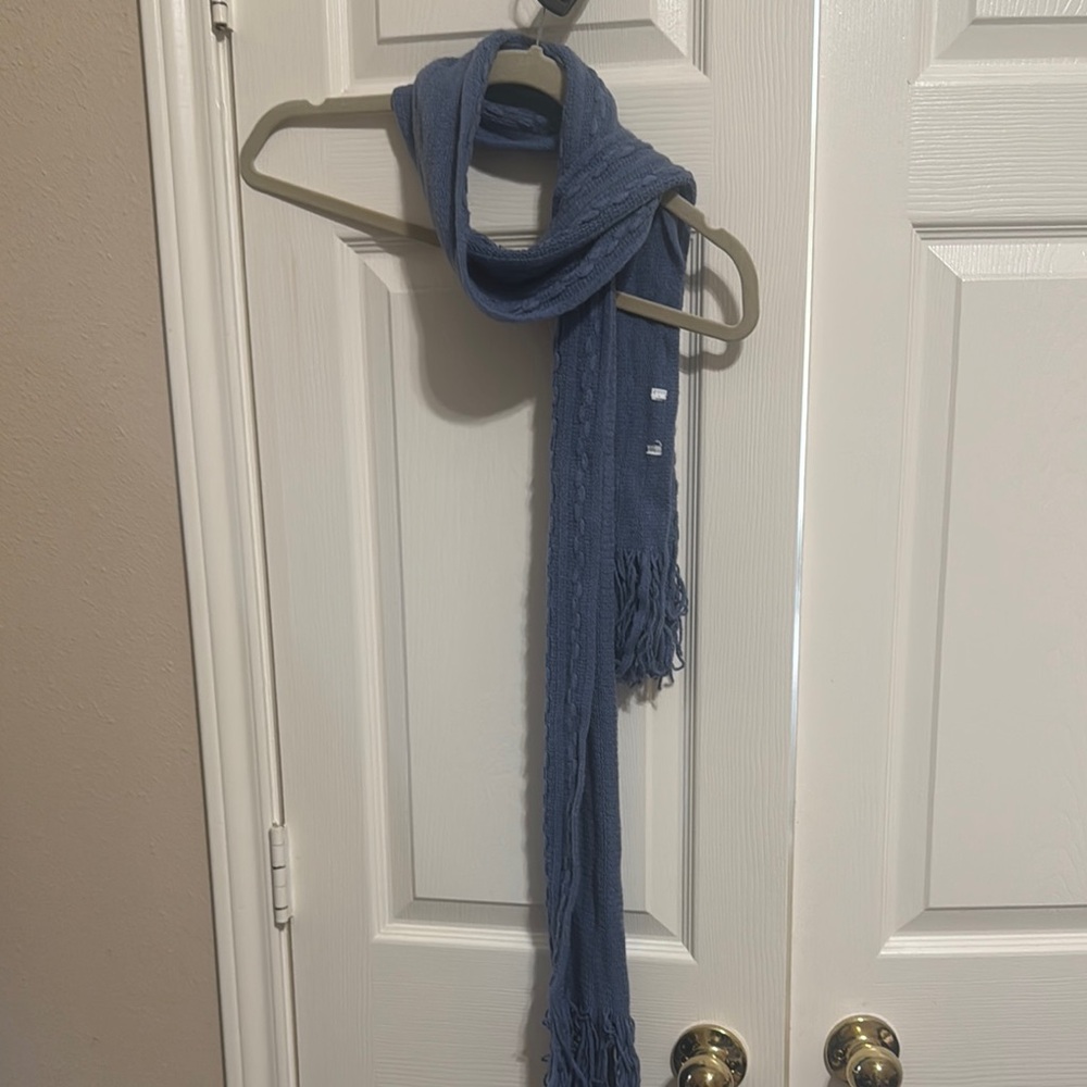 Cozy Blue Cable Knit Scarf